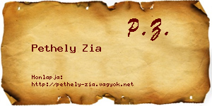 Pethely Zia névjegykártya